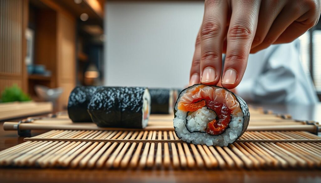 Salmon Maki Rolls Rolling Technique Salmon Maki Rolls Rolling Technique